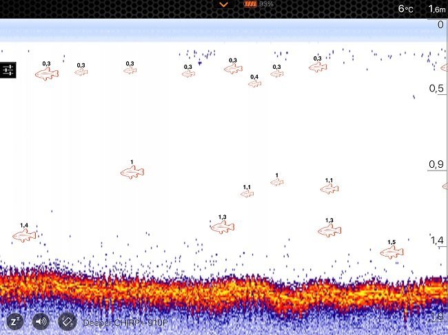 Deeper CHIRP castable fish finder in use
