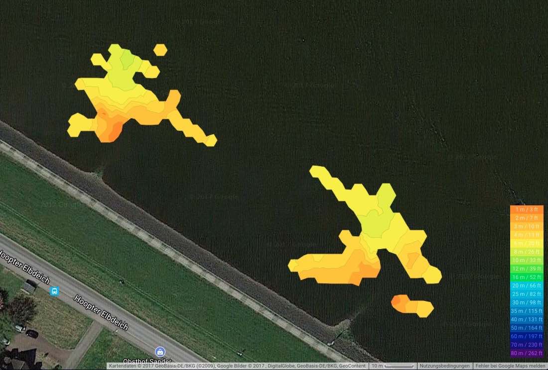 Deeper Pro Plus map view with a hotspot