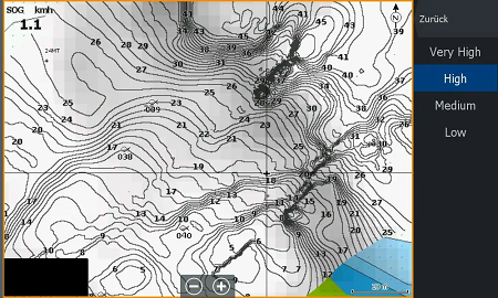 Navionics SonarChart depth contours, example 1