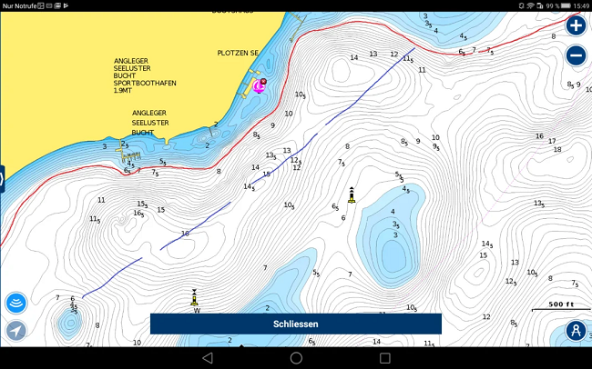 Navionics Plus depth chart of inland waters in Germany