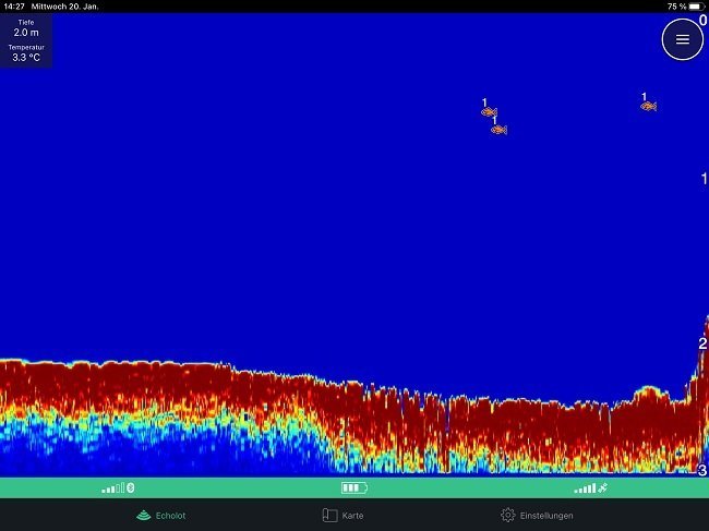Garmin Striker Cast sonar image showing the bottom and underwater structure