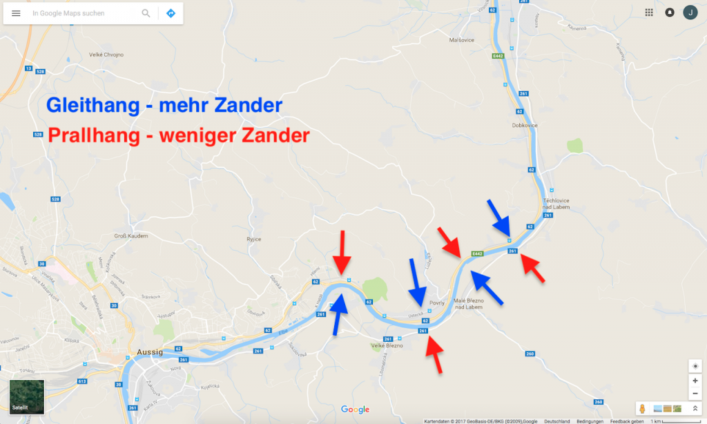 River bends as potential zander hotspots